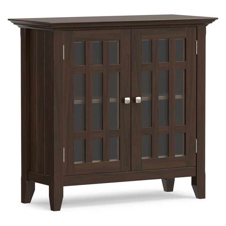 Bedford SOLID WOOD 32 inch Wide Transitional Low Storage Media Cabinet in Dark Tobacco Brown