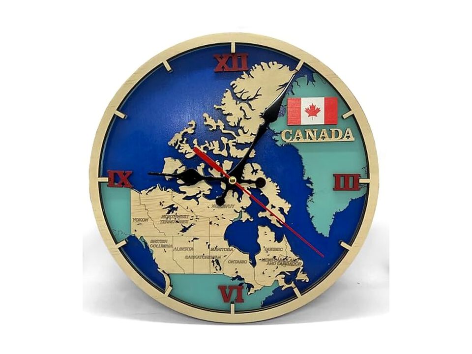 Canada Map Pattern Wall Clock 41 Inch Silent Home Decor