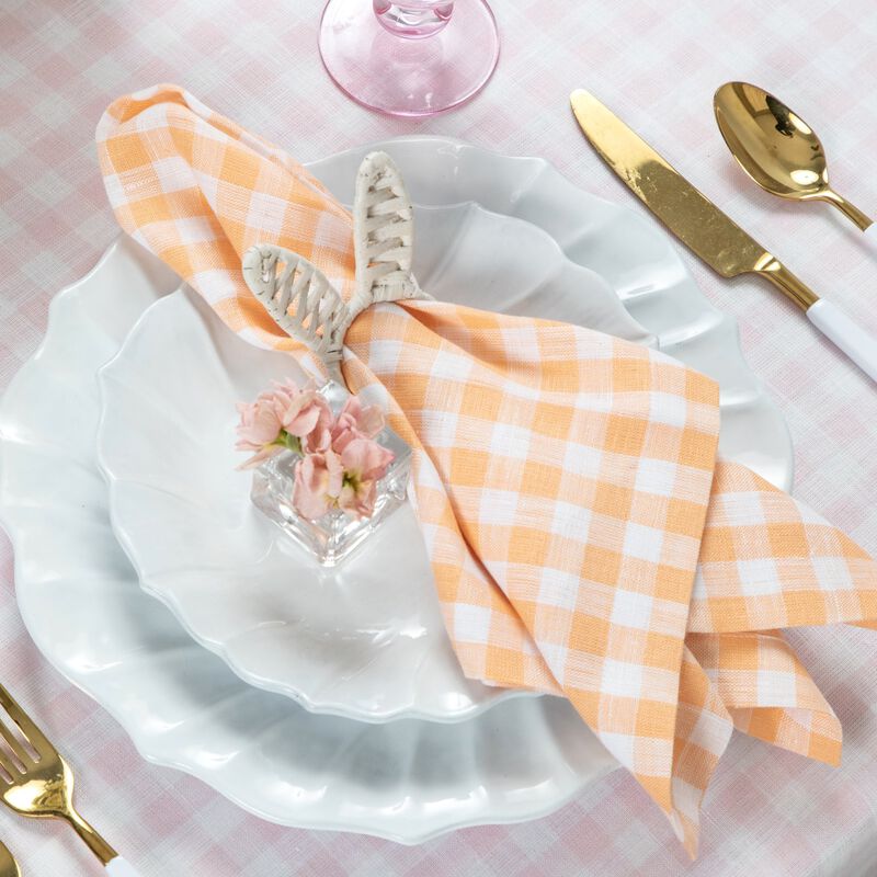 Christmas Linen Dinner Napkins 20 x 20 in Set of 4 - Gingham Check, Solino Home