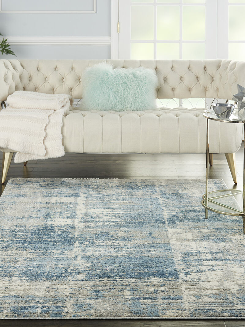 Solace SLA02 Ivory/Gray/Blue 5'3" x 7'3" Rug