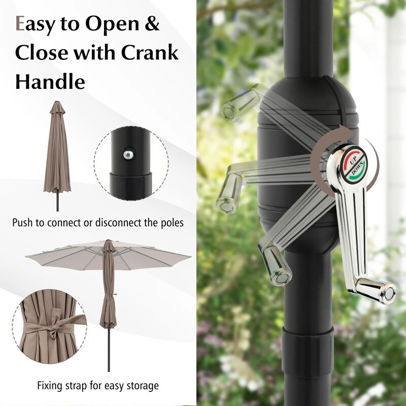 Mondawe 10 Feet Outdoor Patio Umbrella with Tilt Adjustment and Crank