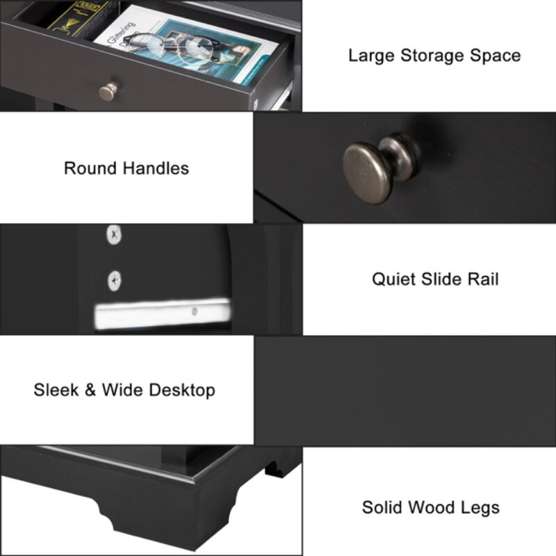 Vintage Console Sofa Table with 3 Drawers & Open Shelves, Buffet Cabinet for Kitchen and Living Room