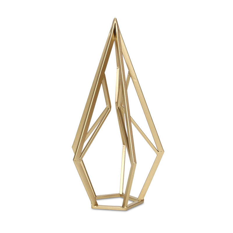 HomeRoots 14" Gold Metal Open Geometric Tabletop Sculpture image number 2