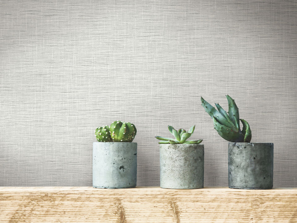 Silk Linen Weave Grey Wallpaper