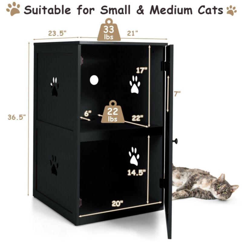 2-tier Litter Hidden Cat House With Anti-toppling Device