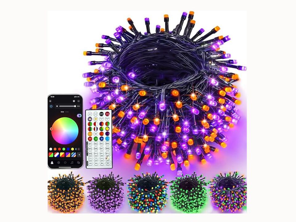 66FT Smart RGB Halloween Lights – 200 LED String with Remote, App, Timer & Music Sync for Indoor/Outdoor Decor