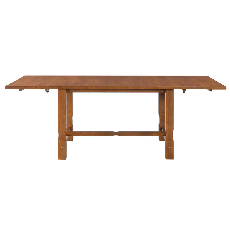 Celkwe 6‑Piece Solid Rubber Wood Extendable Dining Table Set image number 4