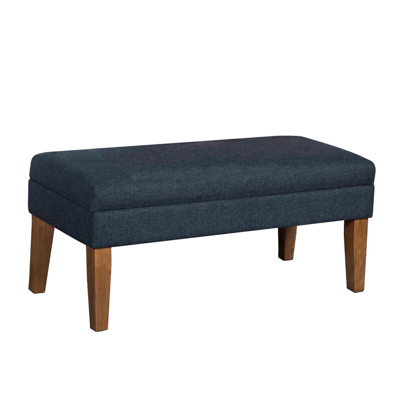 Fabric Upholstered Wooden Bench with Lift Top Storage, Navy Blue image number 0