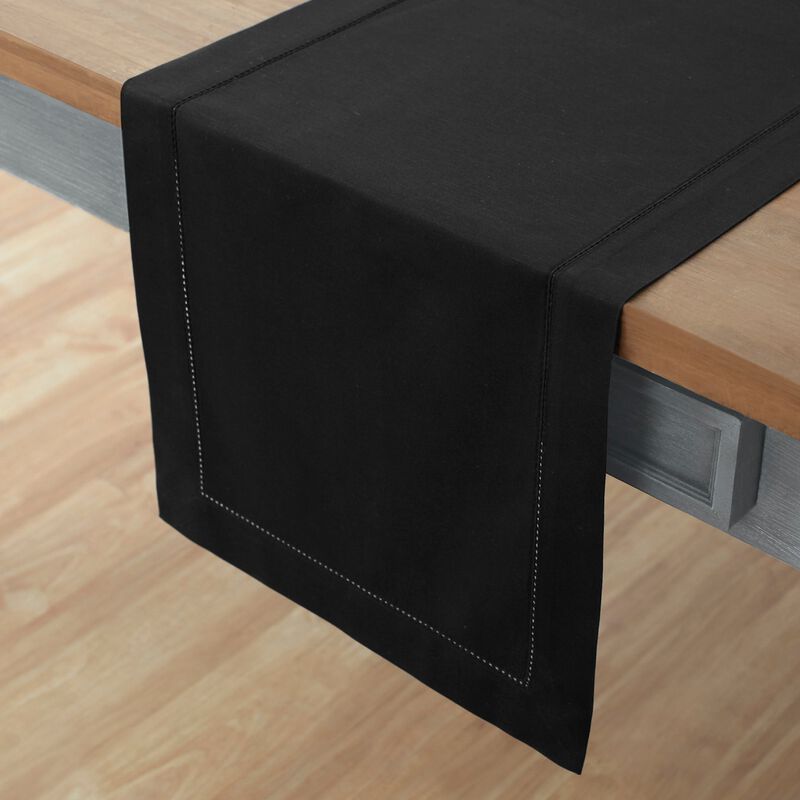 Solino Home Cotton Linen Hemstitch Table Runner &ndash; Handcrafted, Machine Washable, Perfect for Holiday and Everyday Dining