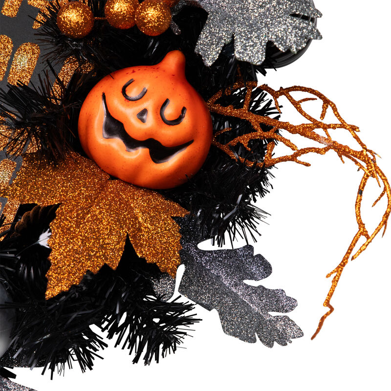 Orange and Black Haunted House Halloween Wreath  24-Inch  Unlit image number 6