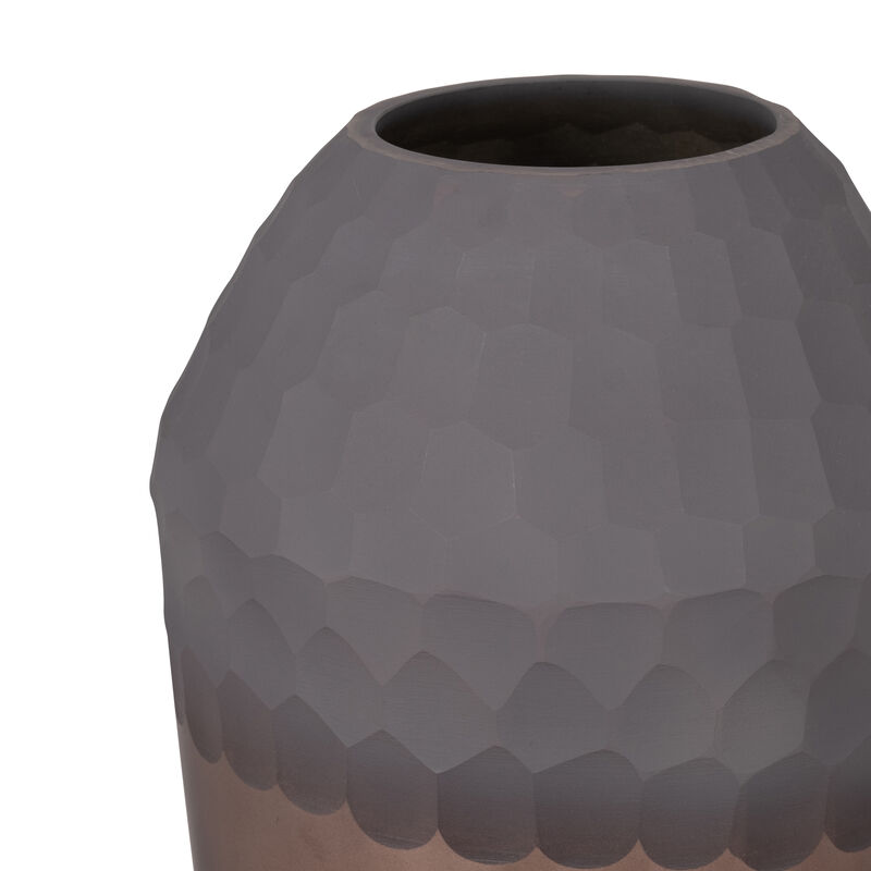 Glass, 14" 2-tone Hand-cut Vase, Metallic image number 3