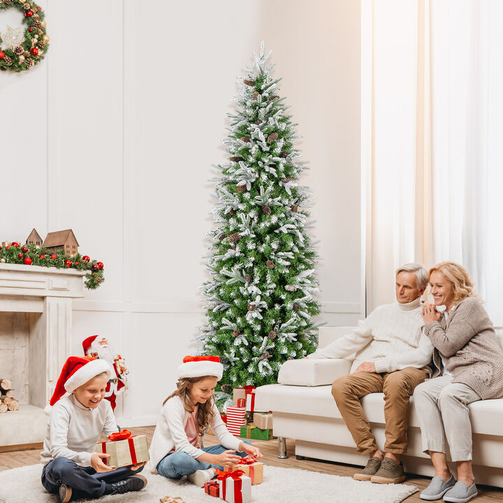 Pre-Lit Artificial Christmas Tree Snow Flocked Hinged