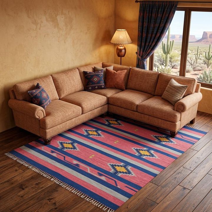 HomeRoots Southwestern Handmade Area Rug With Fringe