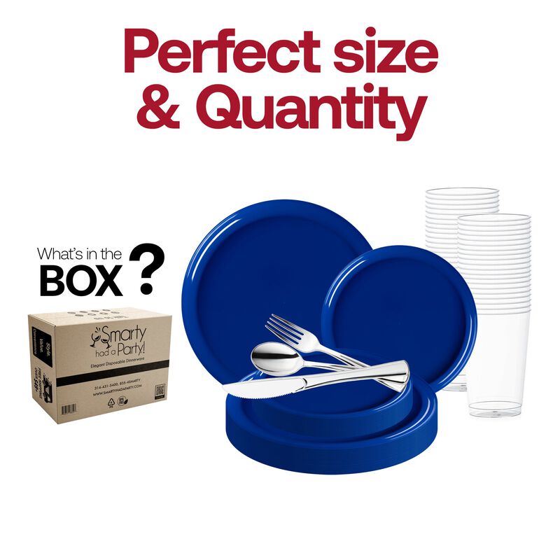 Solid Blue Flat Round Plastic Wedding Value Set (30 Sets) image number 3