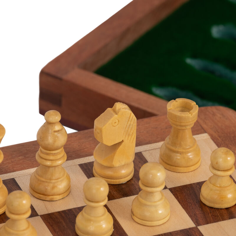 10" Acacia Wood Magnetic Chess image number 4
