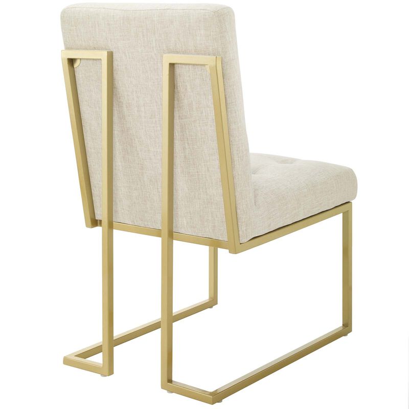 Privy Gold Stainless Steel Upholstered Fabric Dining Accent Chair image number 2