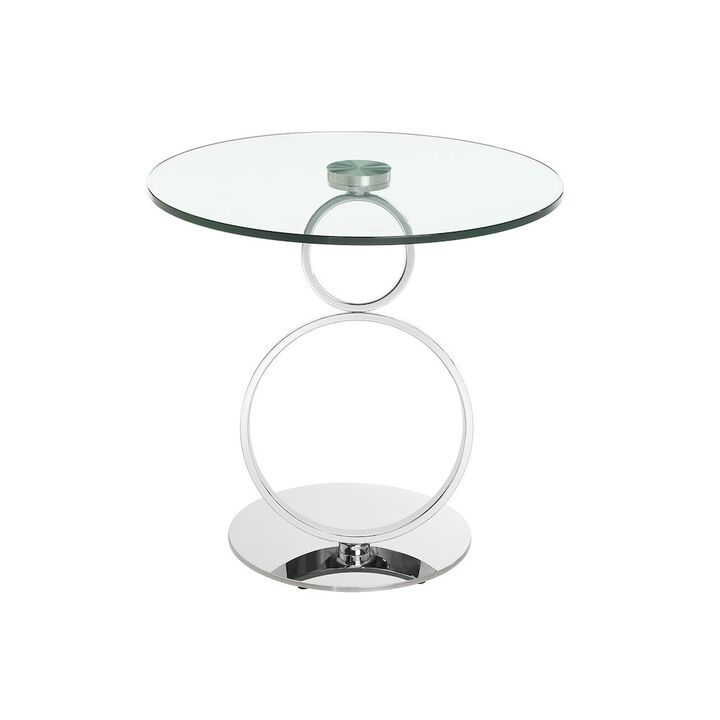 Casabianca Home Satellite Round End Table In Clear Glass
