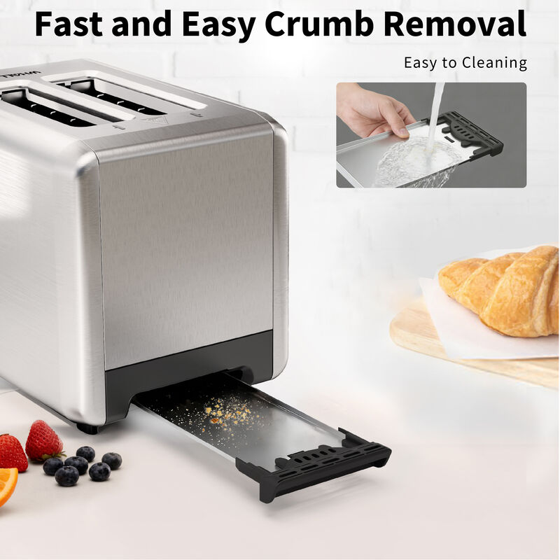 WHALLULTRA Toaster 2 slice, 6 Bread Shade Settings,Stainless Steel Toasters with Bagel,Cancel,Defrost Function,Removable Crumb Tray image number 7