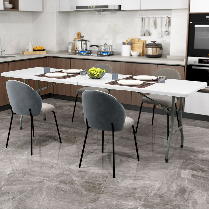 Portable Folding Table 350 LBS Fold-in-Half Table with HDPE Tabletop