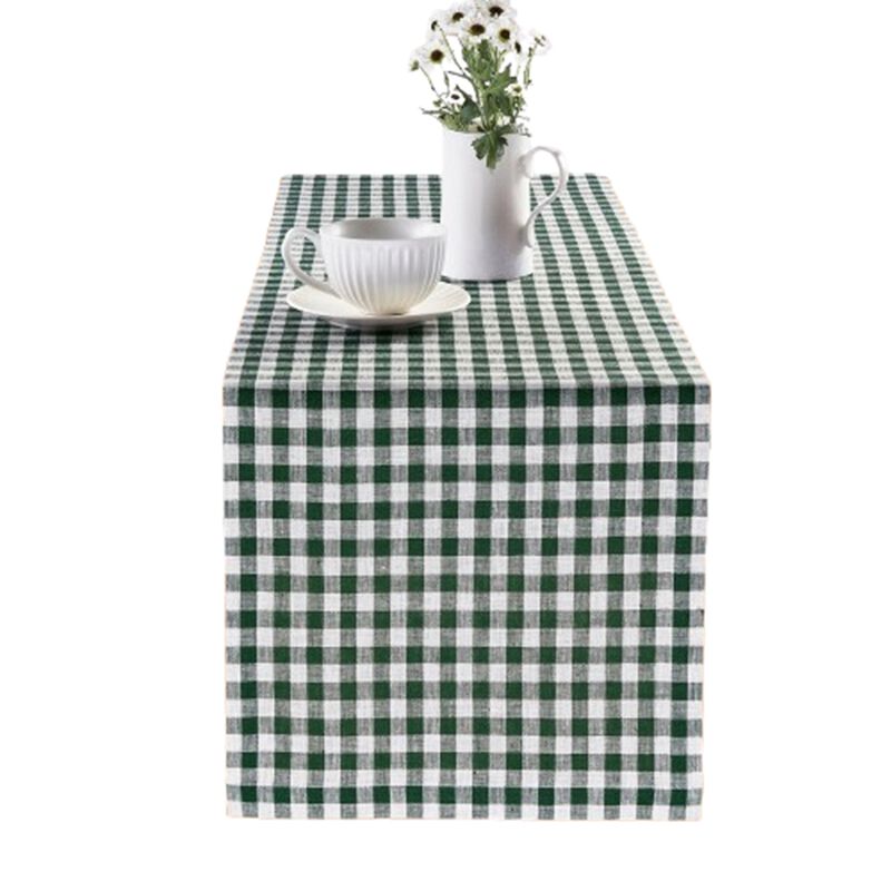 Solino Home 100% Pure Linen Table Runner - Gingham Check