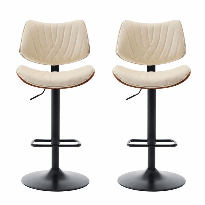 Mid-Century Adjustable Swivel Bar Stools, Set of 2