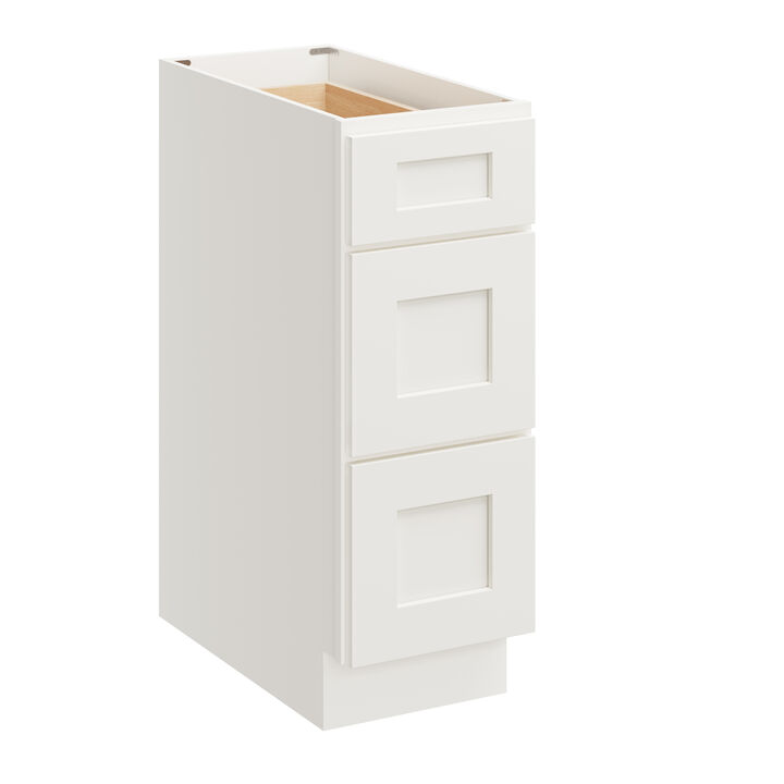 Compact 3-Drawer Base Cabinet, Soft-Close Undermount Slides for Kitchen or Bathroom Storage