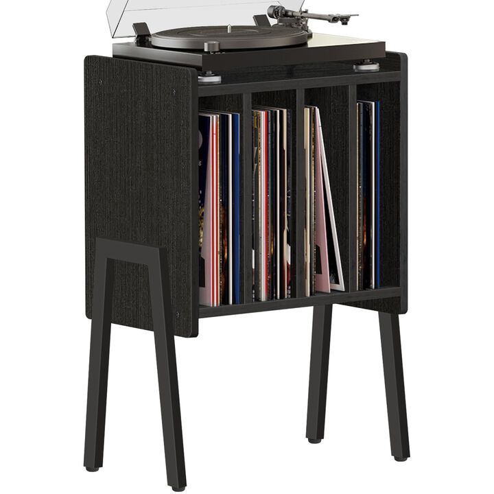 TUTOTAK Record Player Stand, Record Storage Table, End Table with Vinyl Holder Display Shelf, Side Table, Turntable Stand, Night