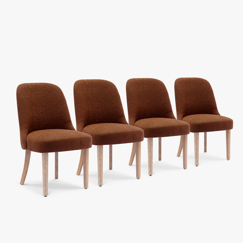 WestinTrends Mid-Century Modern Upholstered Boucle Dining Chair (Set of 4)