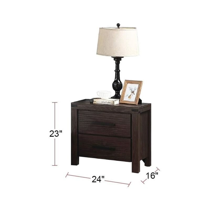 Simple Relax 2 Drawers Nightstand In Dark Grey image number 2