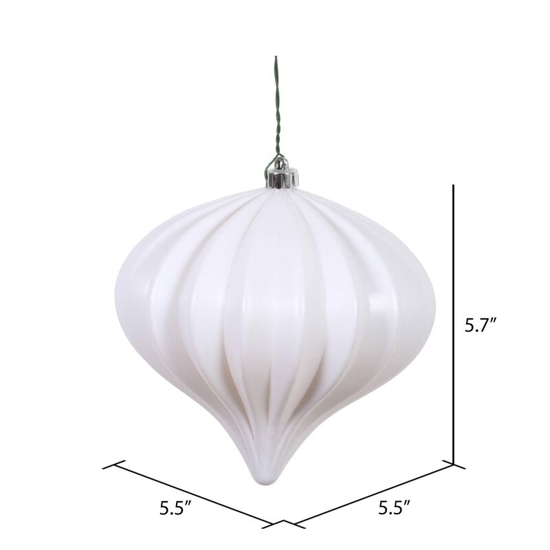 Vickerman 5.7" x 5.5" White Matte Onion Christmas Ornament, UV Treated, Set of 3 image number 2