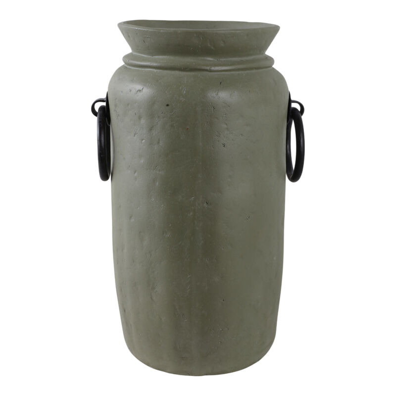 16x9" Ecomix Vase With Metal Handles, Green/ Black image number 0