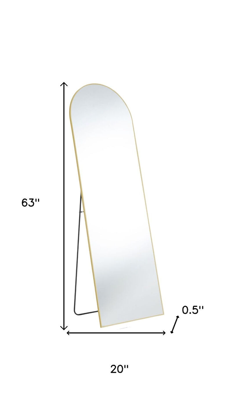 HomeRoots 63" Gold Metal Arch Freestanding and Wall Mount Framed Full Length Mirror image number 5
