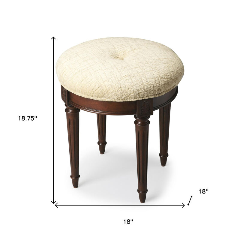 Hivvago 18 Inch Off White Linen And Dark Brown Ottoman