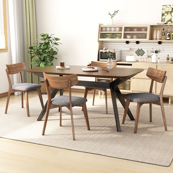 Christopher Knight Home Bartlett 5 Piece Mid-Century Modern Rubberwood Upholstered Dining Set