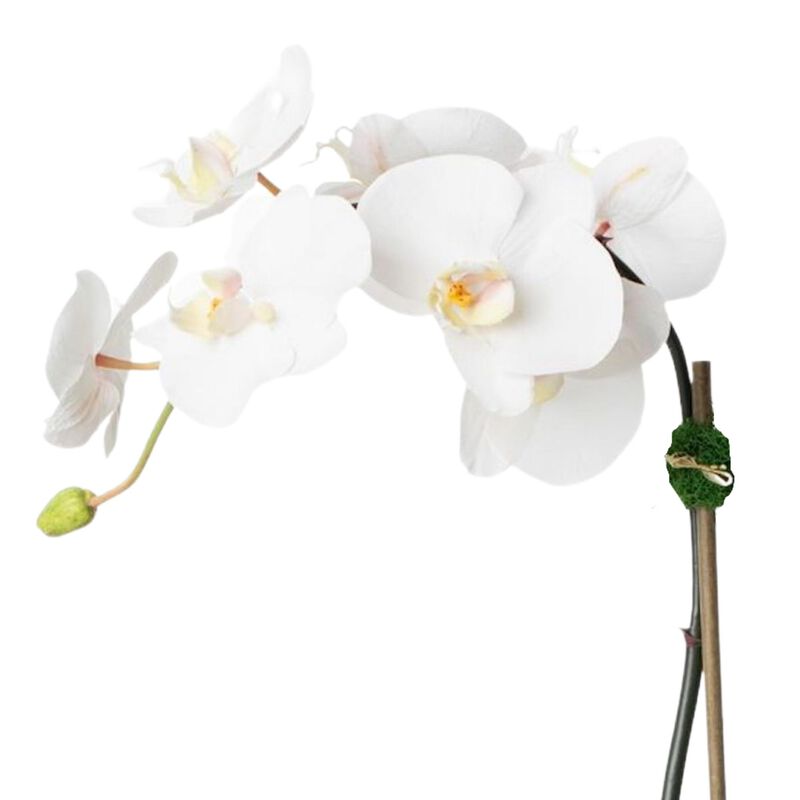 Artificial White Orchid Centerpiece Arrangement In Beige Planter - 28" image number 2