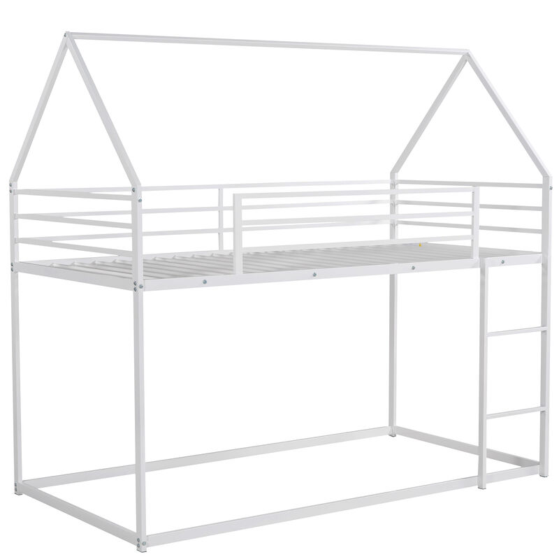 Whisen Twin over Twin House Bunk Bed with Built-in Ladder