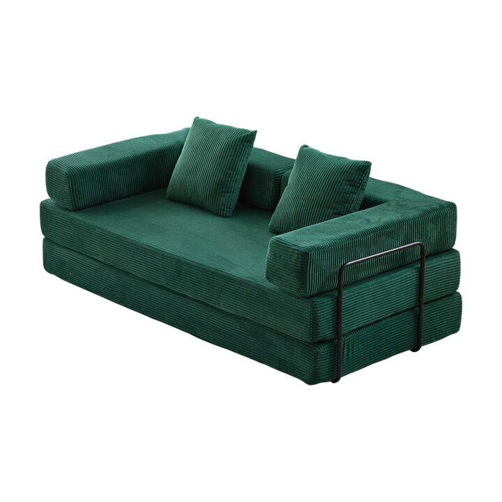 Convertible Floor Couch with Pillow Back, Armrest and Compression Sofa Design
