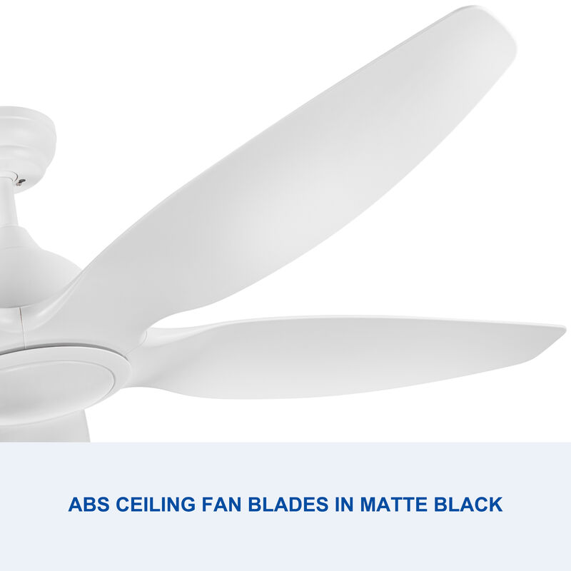 60 Inch Modern LED Ceiling Fan with Light - White ABS Blades, 6-Speed Reversible Fan image number 7