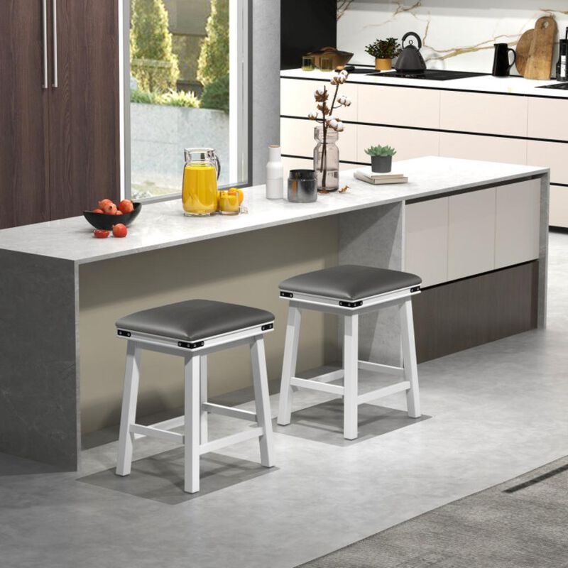 Hivvago Set of 2 24/30 Inch Dining Bar Stool with Acacia Wood Frame