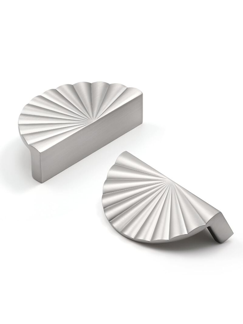 JIASENBAO 2 Pack Brushed Nickel Cabinet Pulls 3"" Hole Center Cup Flat Silver Drawer Pulls Kitchen Cupboard Bathroom Dresser Cab