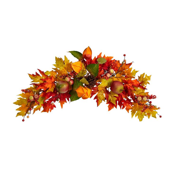 Nearly Natural 38-in Autumn Maple Leaf Berry Artificial Swag