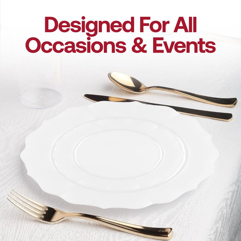 7.5" Pearl White Round Lotus Plastic Salad Plates (120 Plates) image number 6