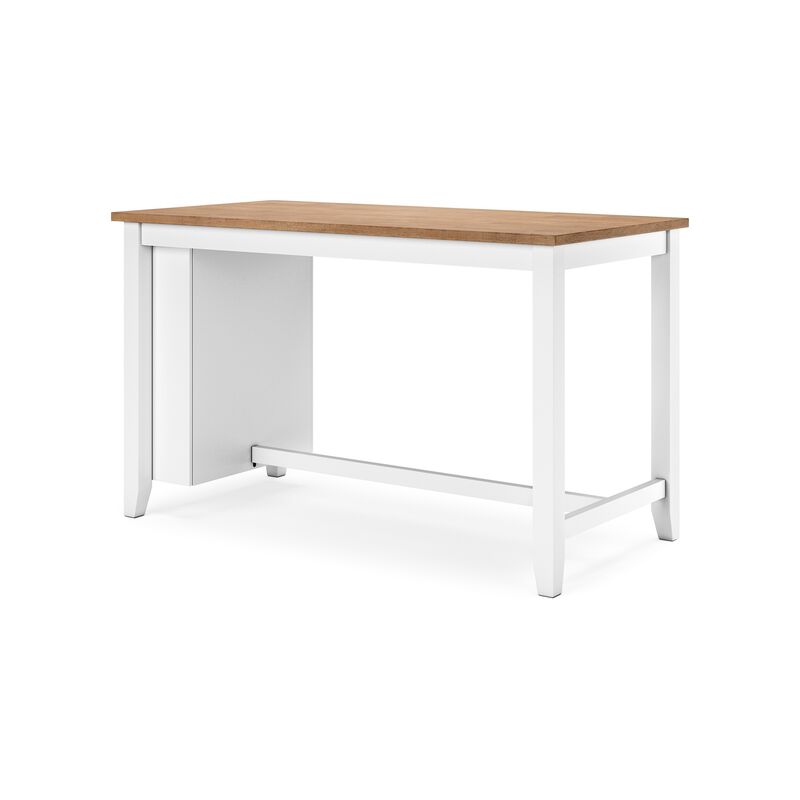 Gasy Counter Height Dining Table, 60 Inch White Brown Mango Wood