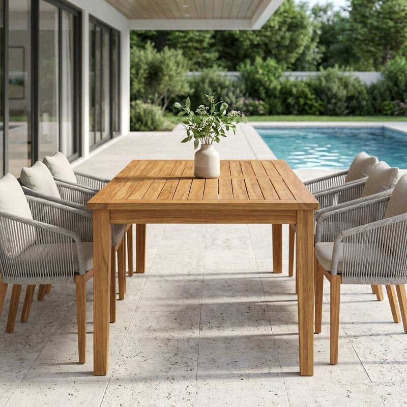 Teak Outdoor Patio Dining Table with Classic Design and Durable Construction image number 4