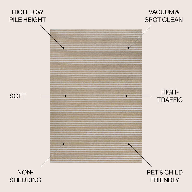 Aarhus Minimalist Scandi Striped Area Rug