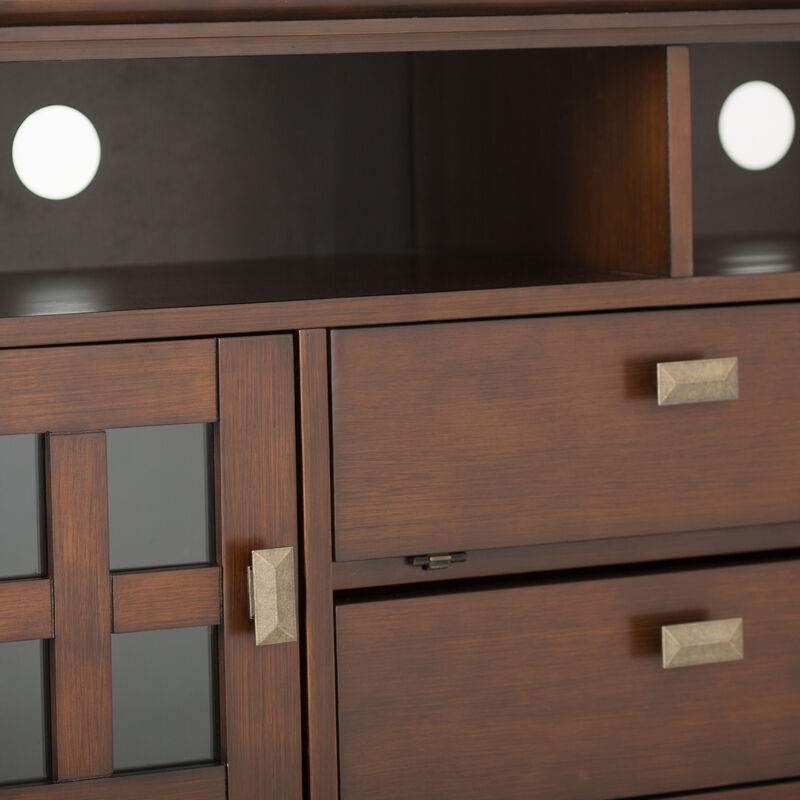 Artisan SOLID WOOD 72 inch Wide Transitional TV Media Stand in Russet Brown For TVs up to 80 inches image number 6