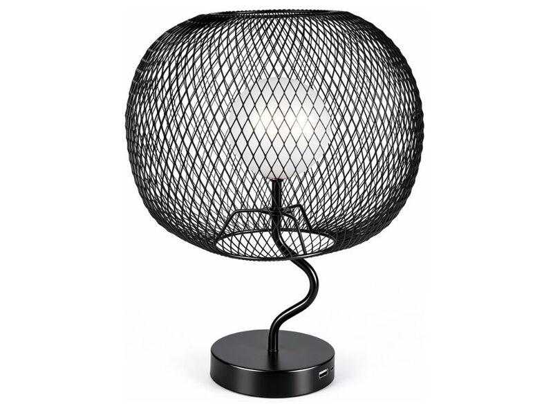 Industrial Table Lamp with Touch Dimming, USB-C Rechargeable & Metal Mesh Shade image number 0