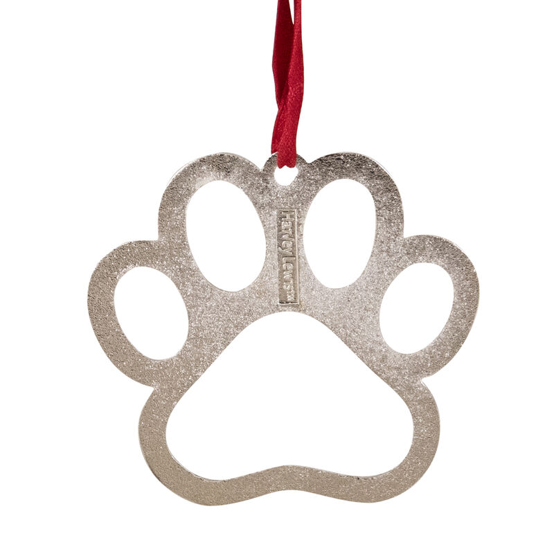 2.5" Silver-Plated Paw Print Christmas Ornament with European Crystals image number 3