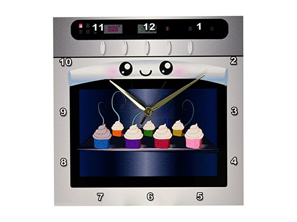 Kawaii Happy Smiling Oven Filled Baking Wall Clock 13 Inch Home Decor
