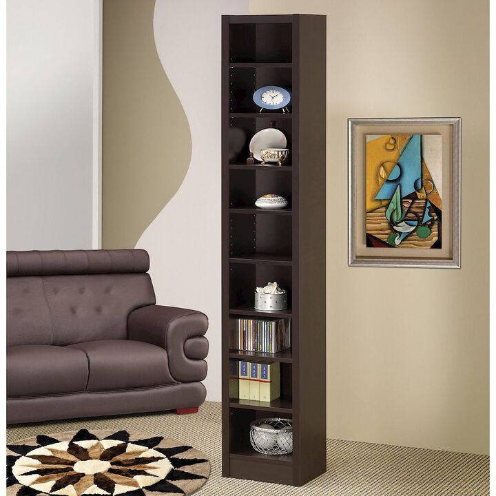Simple Relax Rectangular Bookcase With 2 Fixed Shelves, Cappuccino